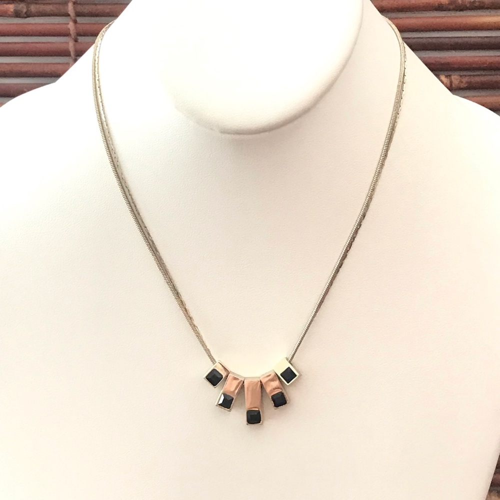 White House Black Market Reversible Rhinestone or Black Glass Necklace Necklace - Picture 1 of 7